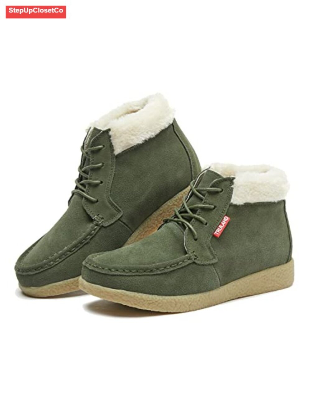 Women's Winter Lace Up Ankle Boots - Genuine Suede Leather Faux Fur Lined Water